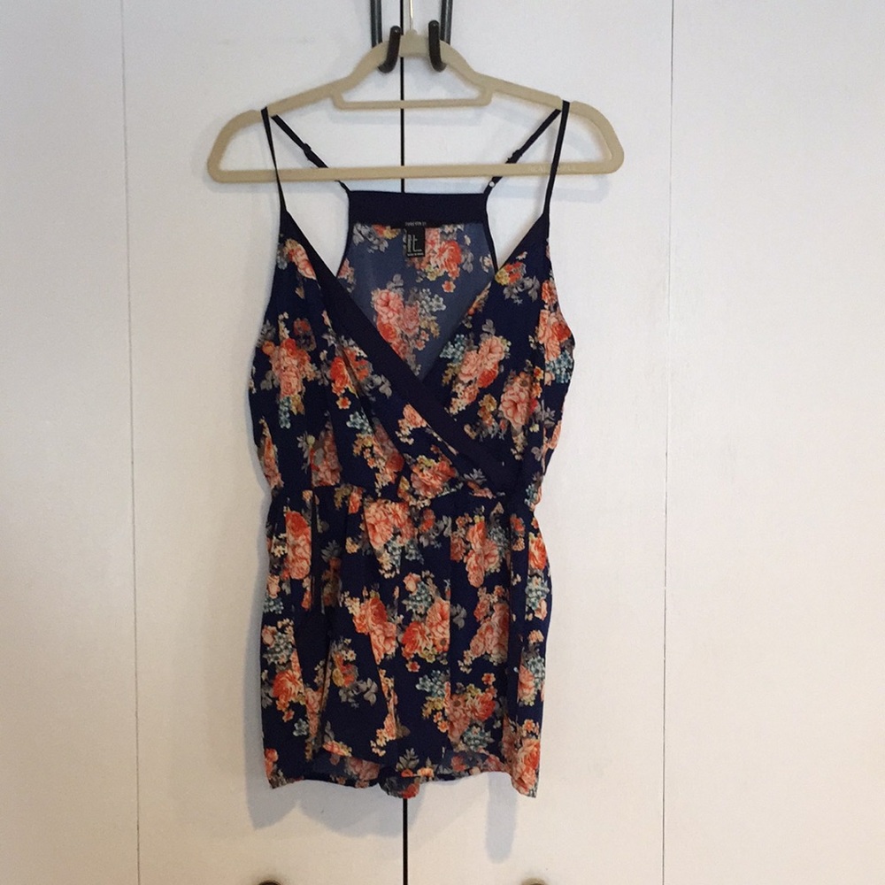 Navy Flower Romper